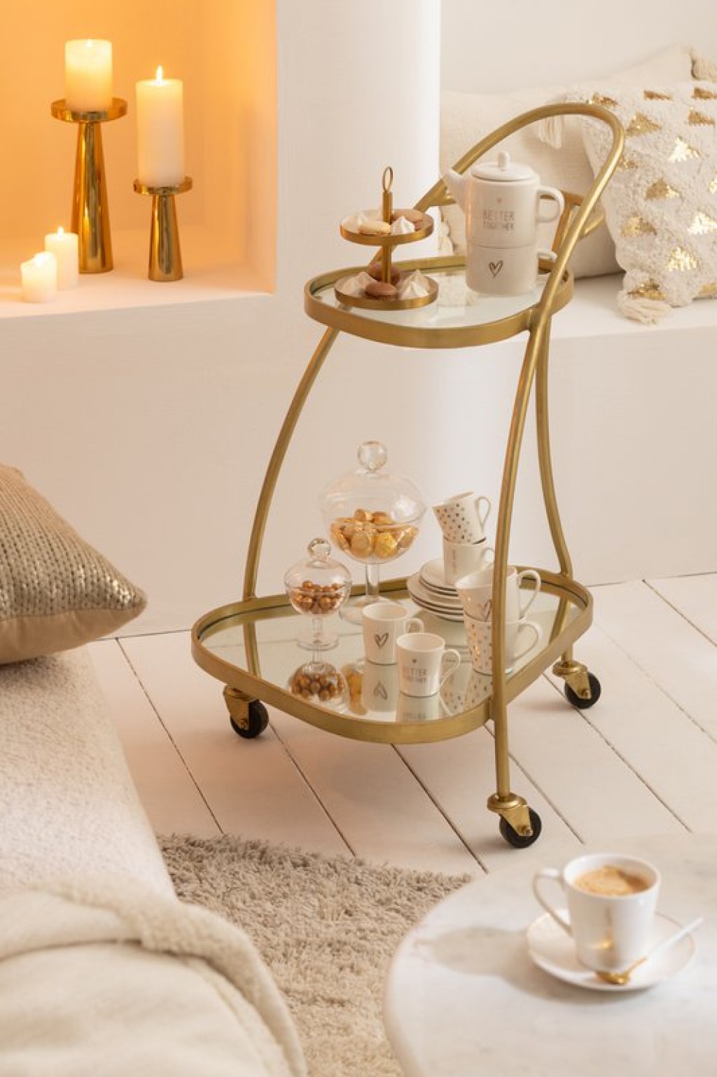 J-Line candle holders Stainless - metal - gold - 3 pieces