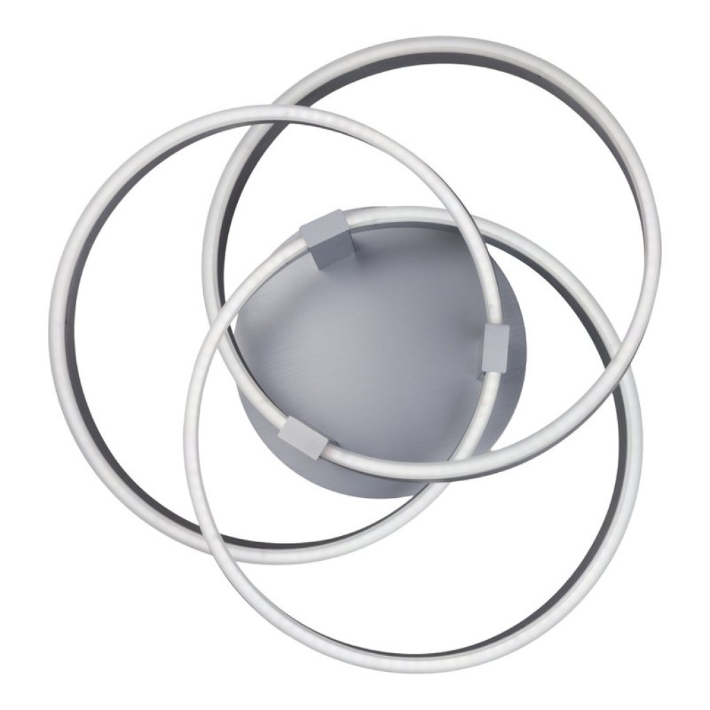 Smart Home LED ceiling light "Divora" Ø 58cm, ceiling lamp made of metal, aluminum brushed and white plastic, with many functions, firmly built -in LEDs, lighting for living room, dining room office or hallway