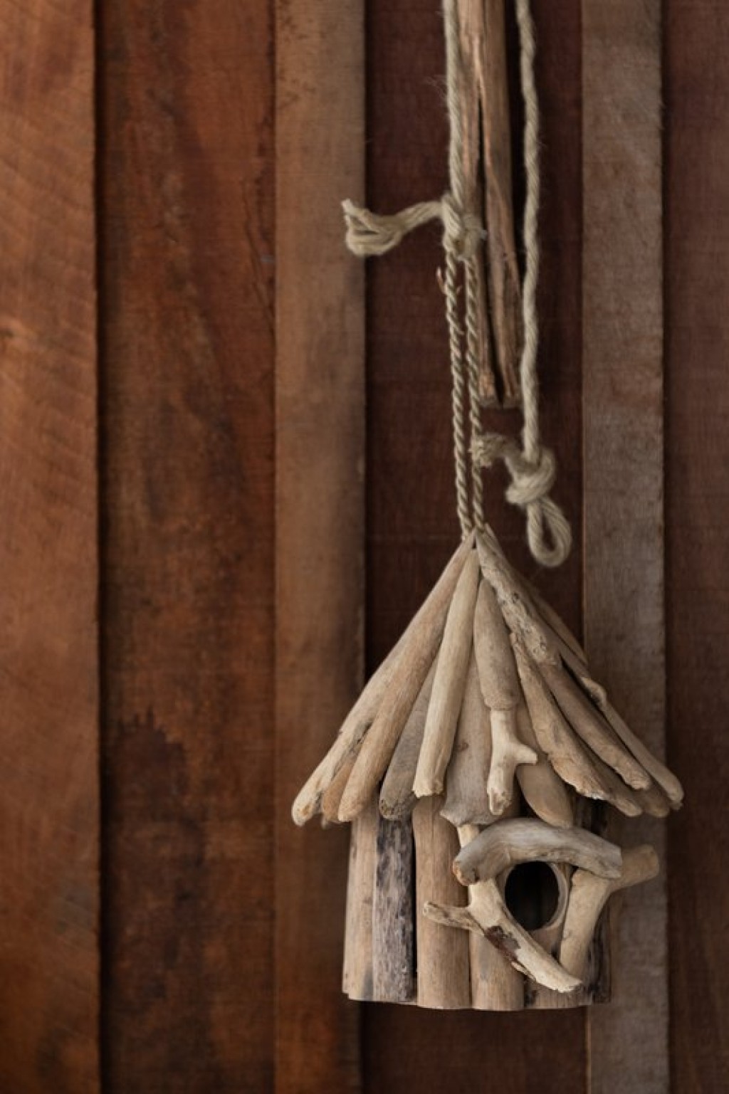 J-Line birdhouse - wood - natural - small