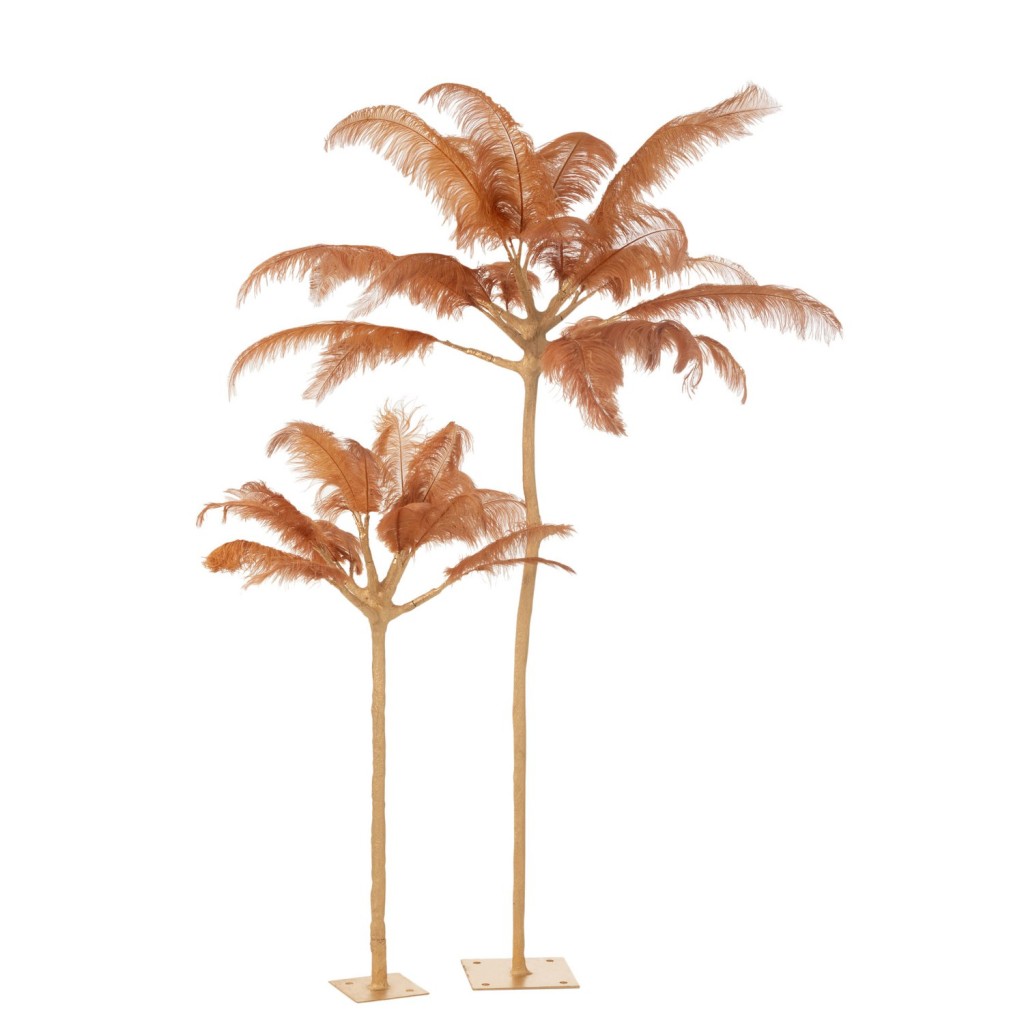J-Line decoratie Boom pluimen - metaal - goud/oker - large