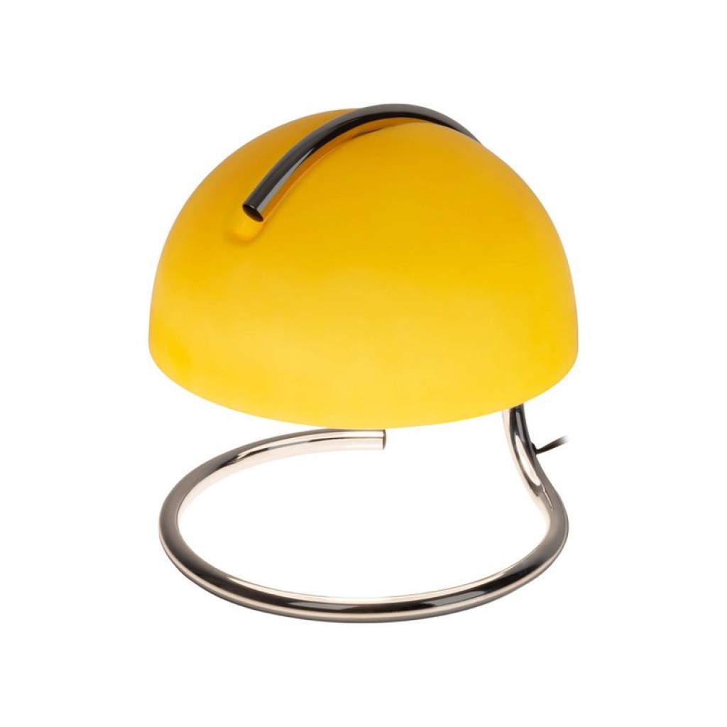 Table lamp "Burano" yellow, approx. 25 cm high, Ø 23.5 cm, made of chrome -colored metal and yellow glass, E27.