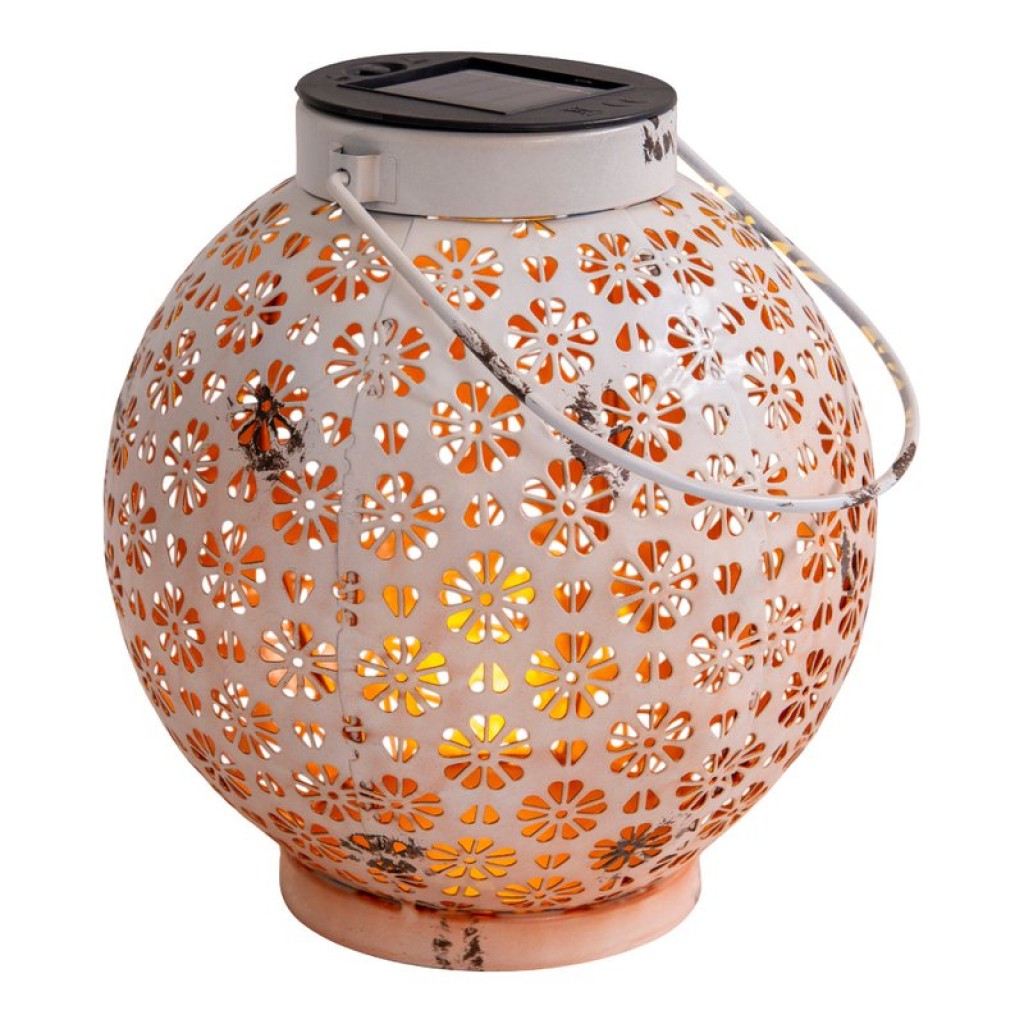 2 Set LED decoration solar light Ø 18 cm outside decoration made of metal in white with integrated LEDs