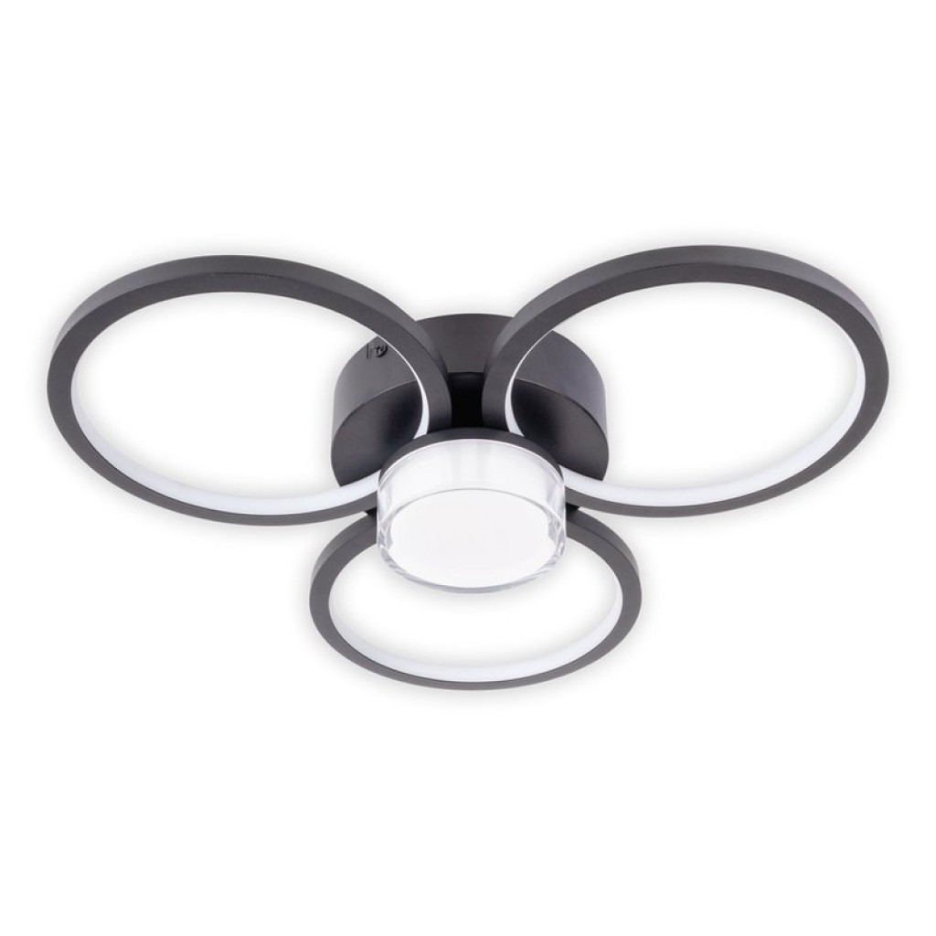 LED ceiling light "Cimo" made of black metal and plastic, Ø approx. 43.6 cm, dimmable by wall switch