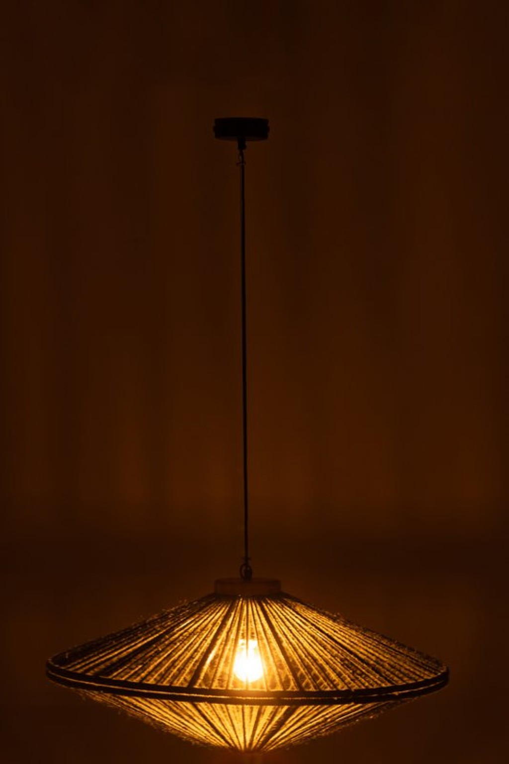 J-Line Hanging Lamp Ovni Iron/Jute Green Medium