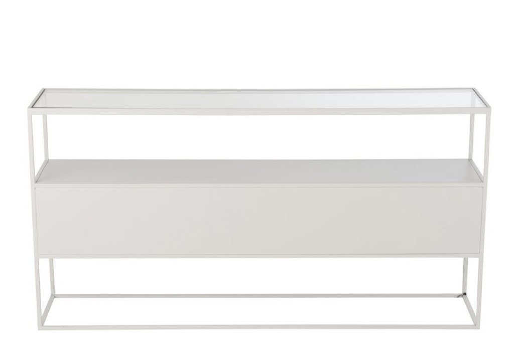 J-Line Console Square Metal/Glass White