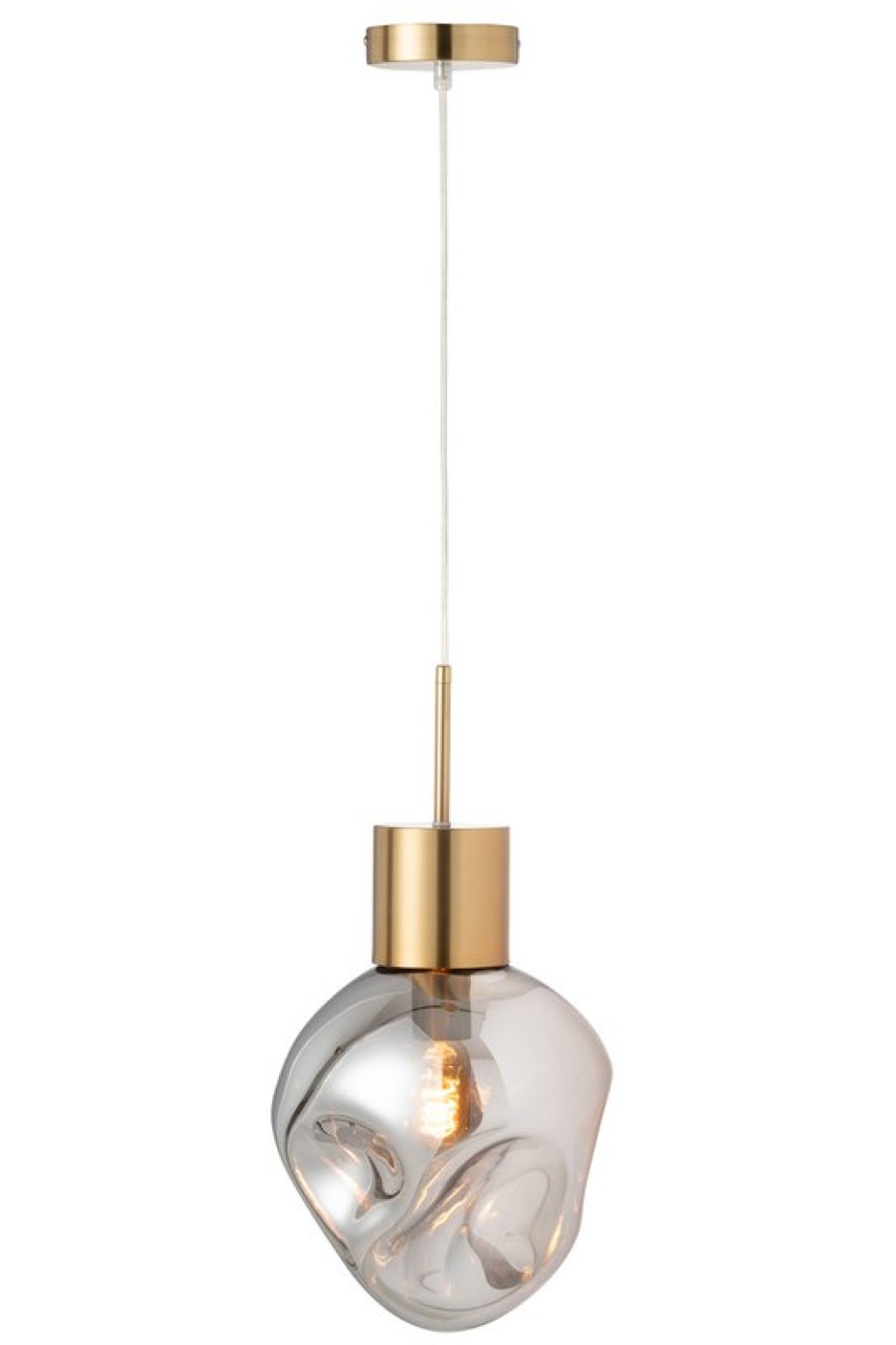 J-Line Hanging Lamp Gold Metal/Glass Gray