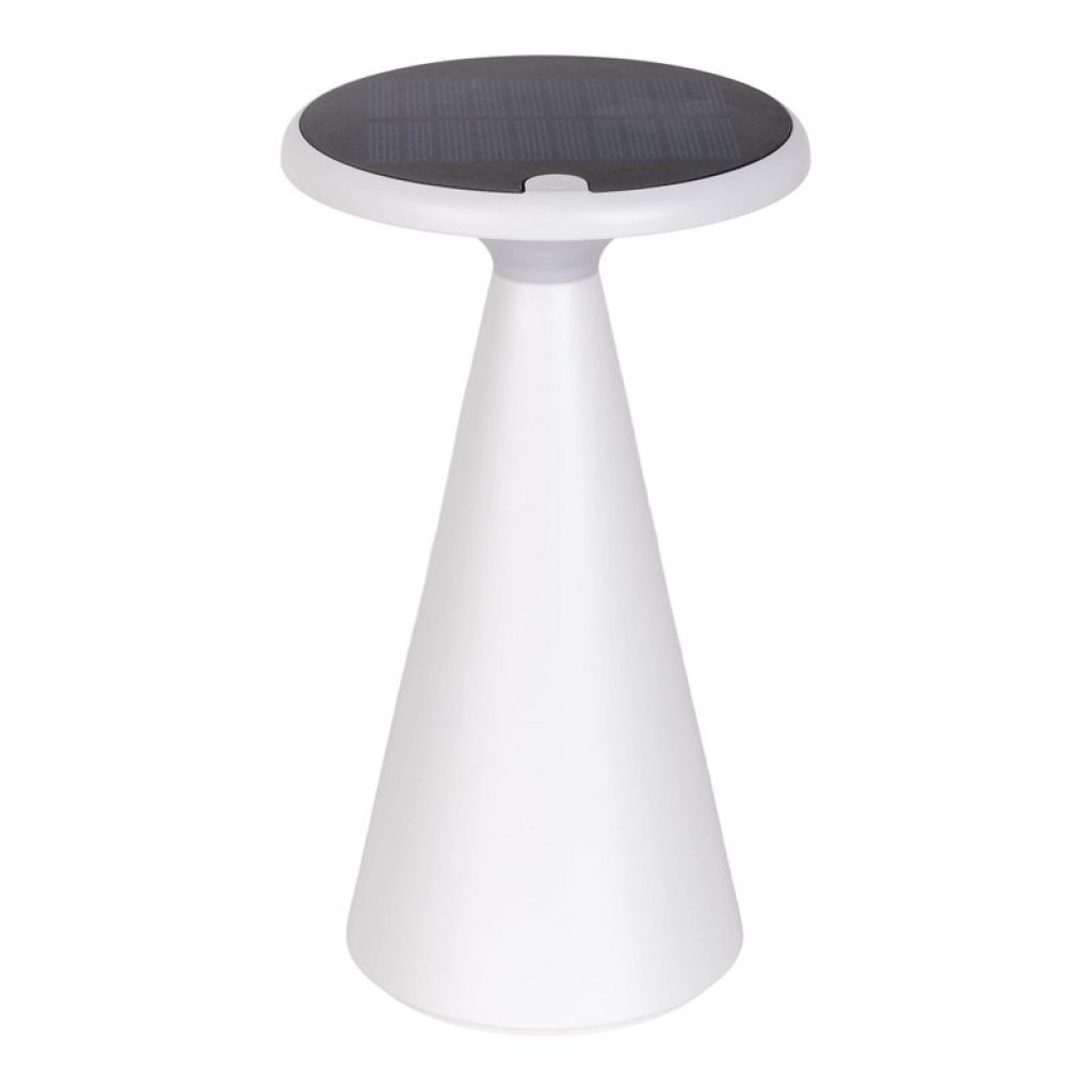 Solar battery table lamp "Palu" for outside and inside, made of plastic in white, 20 cm high