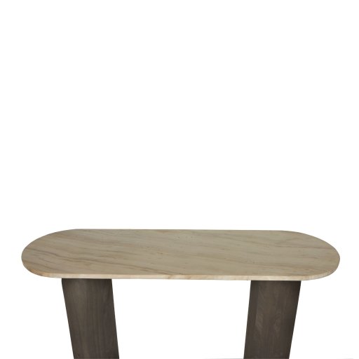 Liora Brown Mango Wood Side Table Marble Top Oval