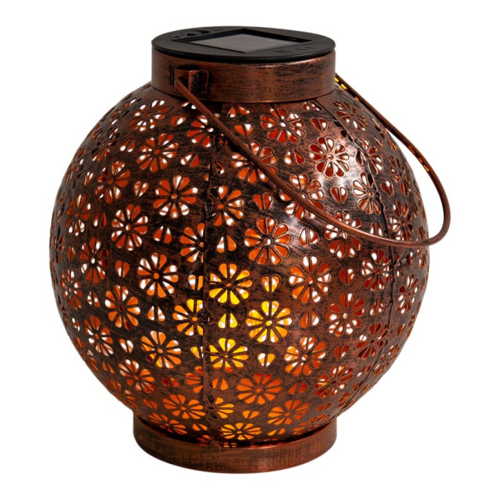 2 Set LED decoration solar light Ø 18 cm outside decoration made of metal in bronze with integrated LEDs
