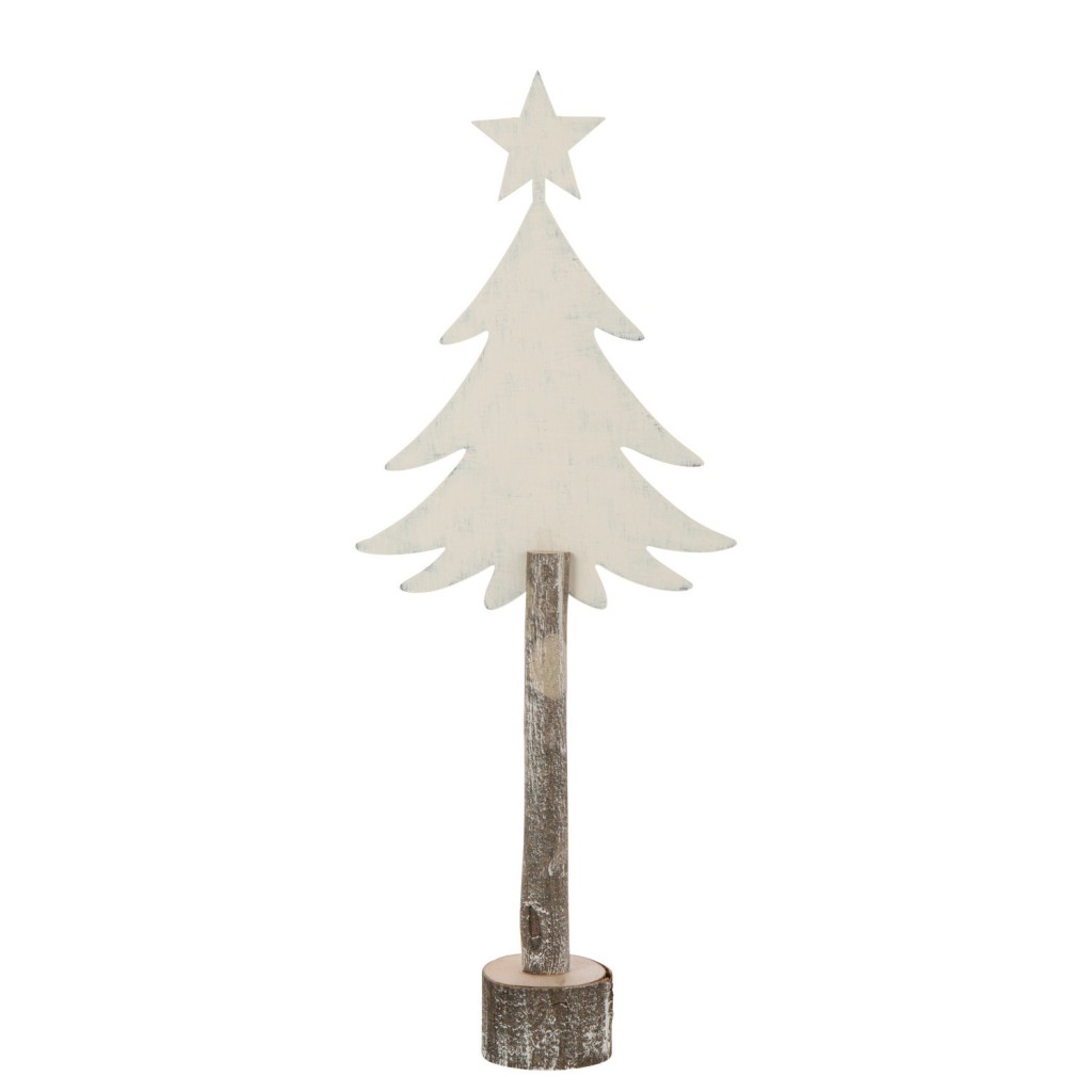 J-Line Kerstboom + Ster Ijzer/Paulowniahout Gebroken Wit Large