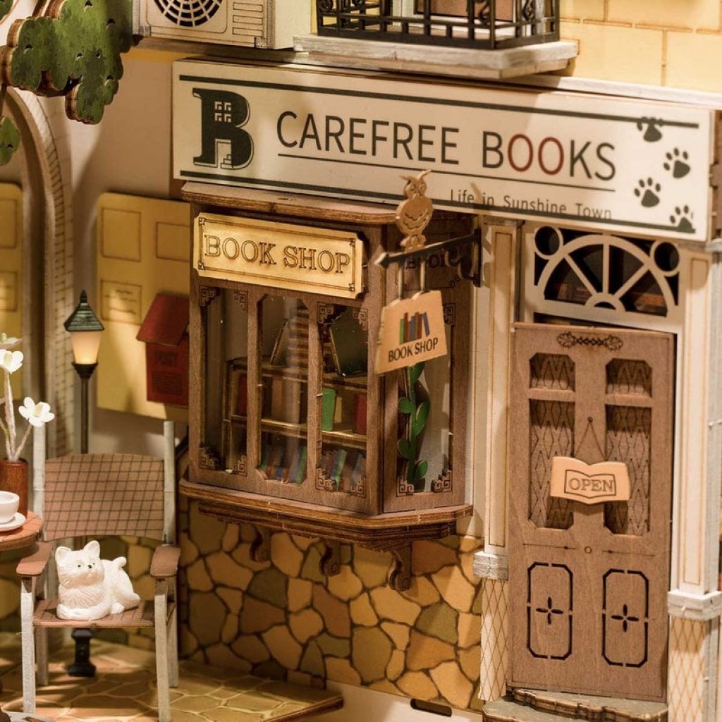 DIY Book Nook Bookend Sunshine Town, Robotime, TGB02, 18.5x10x24.2cm
