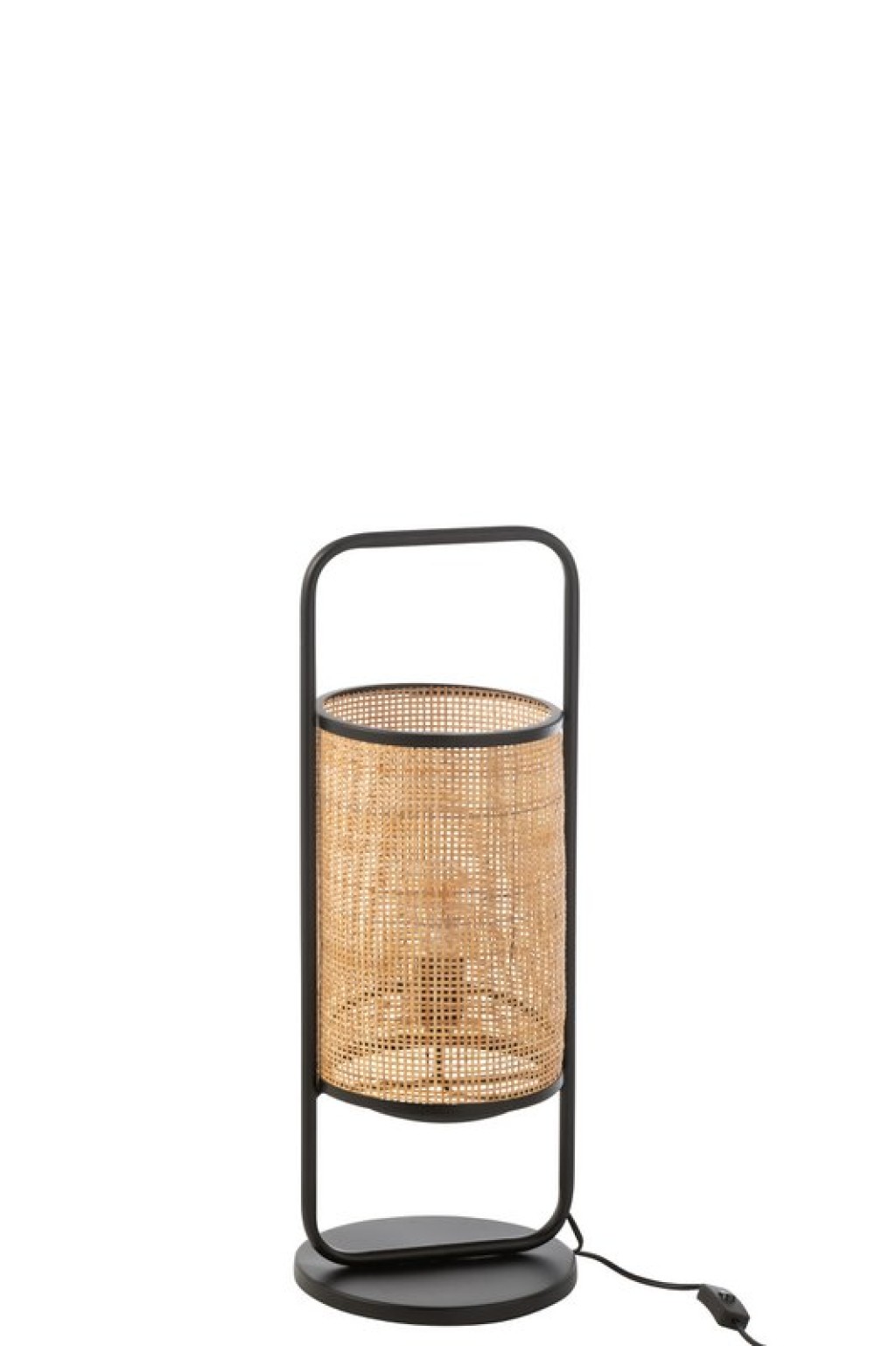 J-Line Table Lamp Elton Metal/Ratan Black/Natural Small