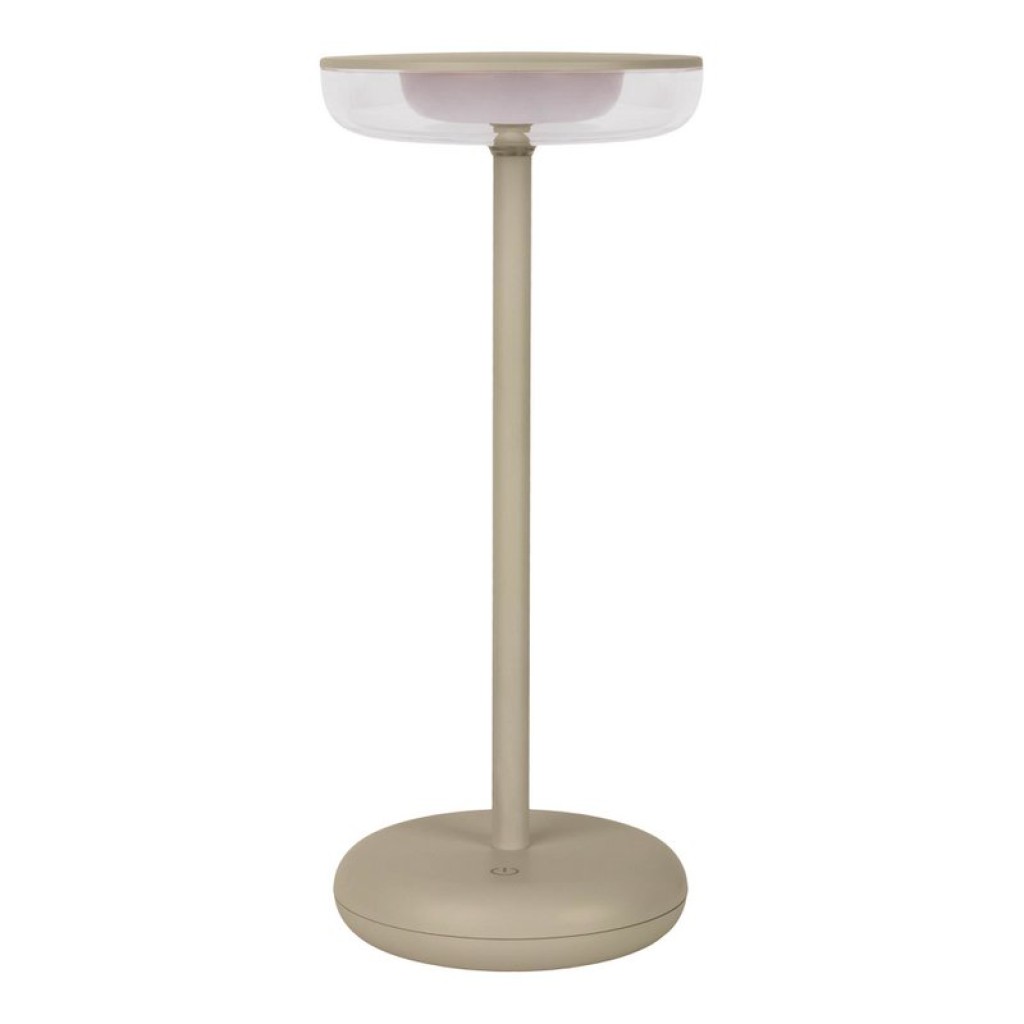 Cordless tablet light "Pasi" for outside and inside, made of metal and plastic in beige, dimmable, with touch and memory function, approx. 26 cm high