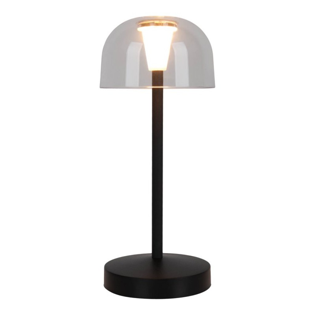 2 Set LED battery table light "Gomba" for outside and inside, made of metal and plastic in black, 18.5 cm high