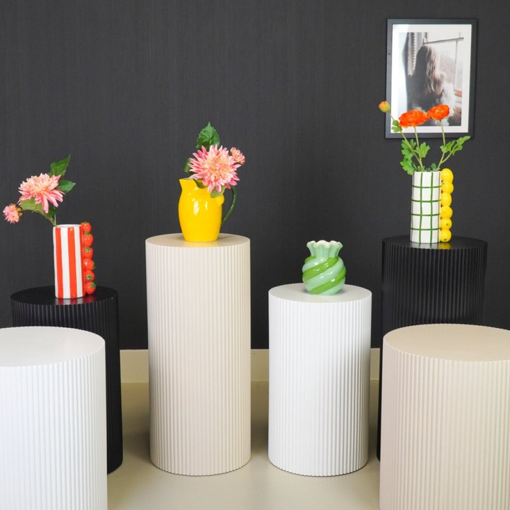 Side Table / Pillar- Cylinder - MDF - White - 30x54cm