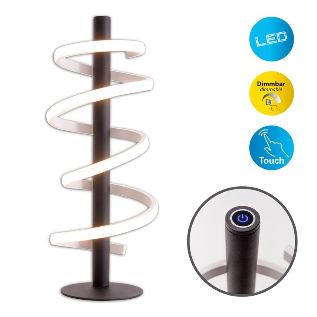 LED table lamp "Belleza", modern metal and plastic table lamp in black, and white, with firmly built -in LEDs, 50 cm high, lighting for living room, dining room, bedroom or office.