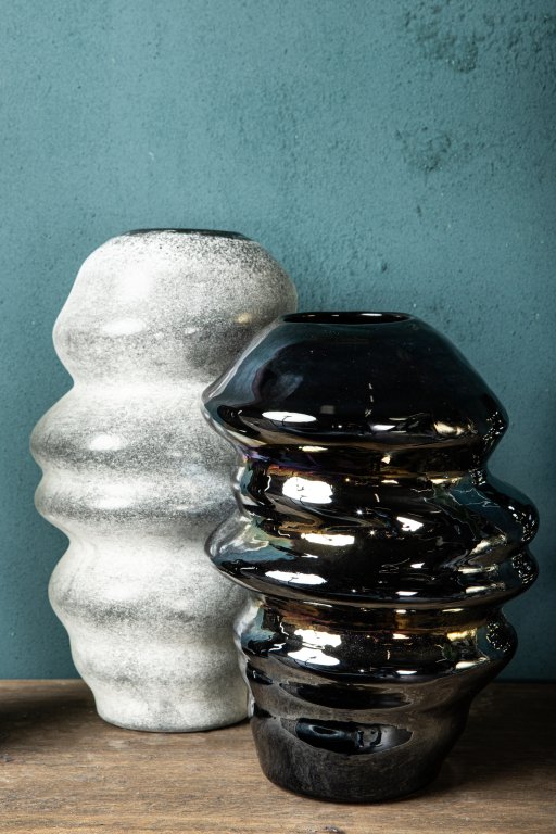 Orietta Blue Oily Look Glass Vase Wavy Round S