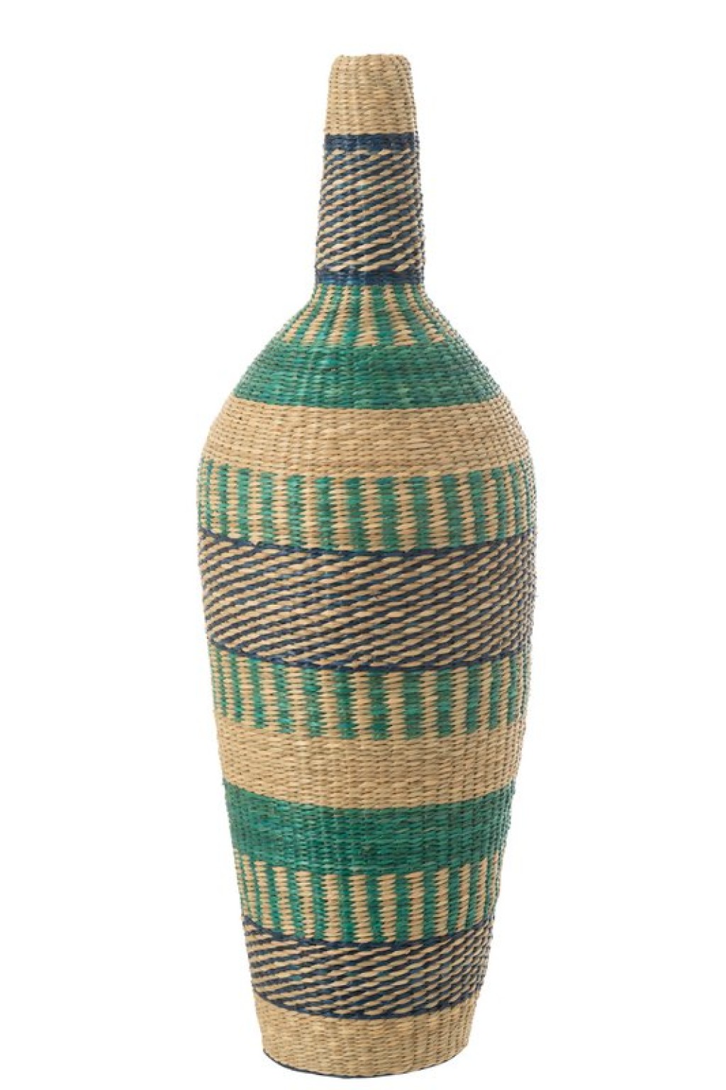 J-Line Vase Ninon Stripes Seagrass Natural/Azure/Dark Blue