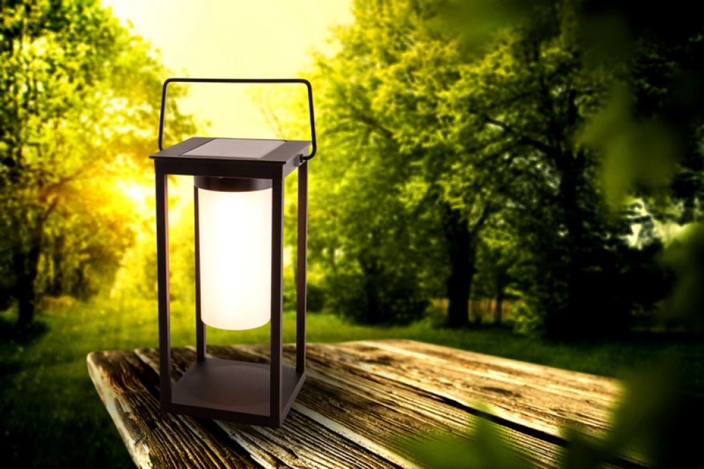 LED camping/skirting lamp H: 28cm, for outside, skirting lamp - metal and plastic in black, with integrated LED