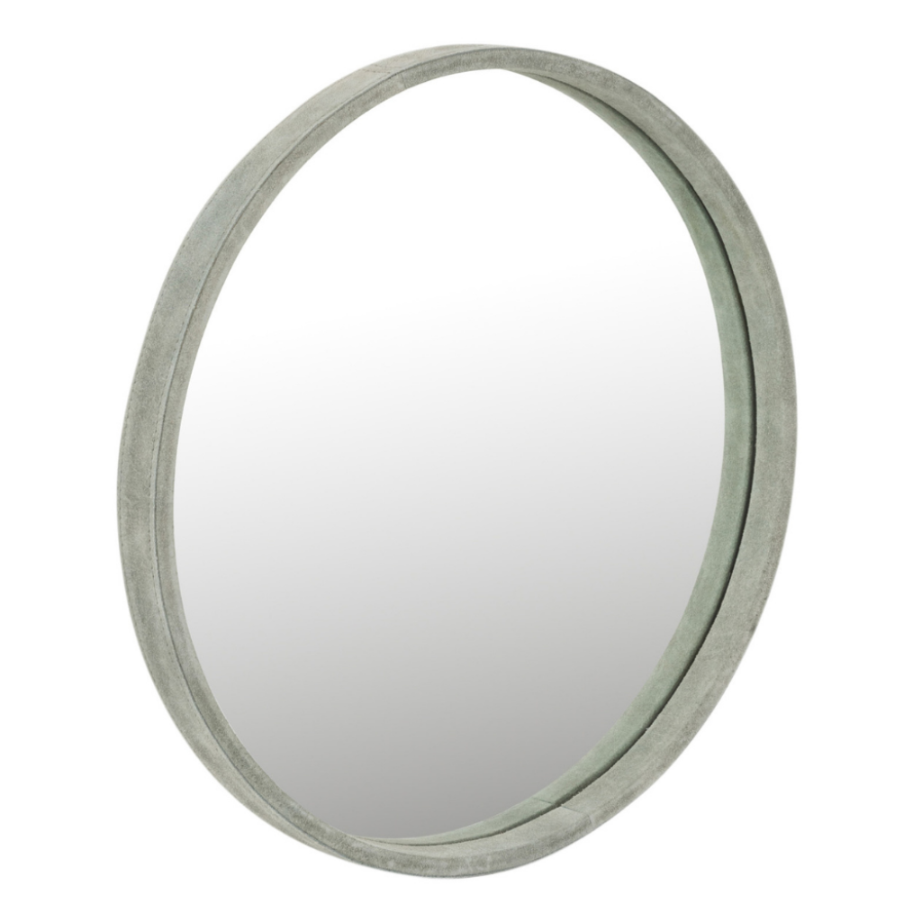 J-Line spiegel Rond - leder - groen - small - Ø 40 cm