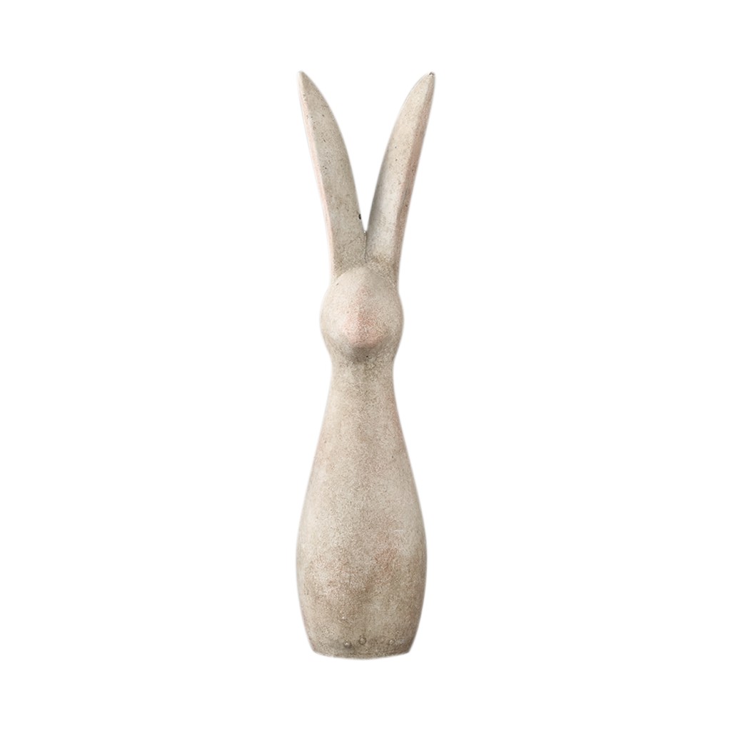 Remy Cream Cement Rabbit Shaped Statue Ears Up M