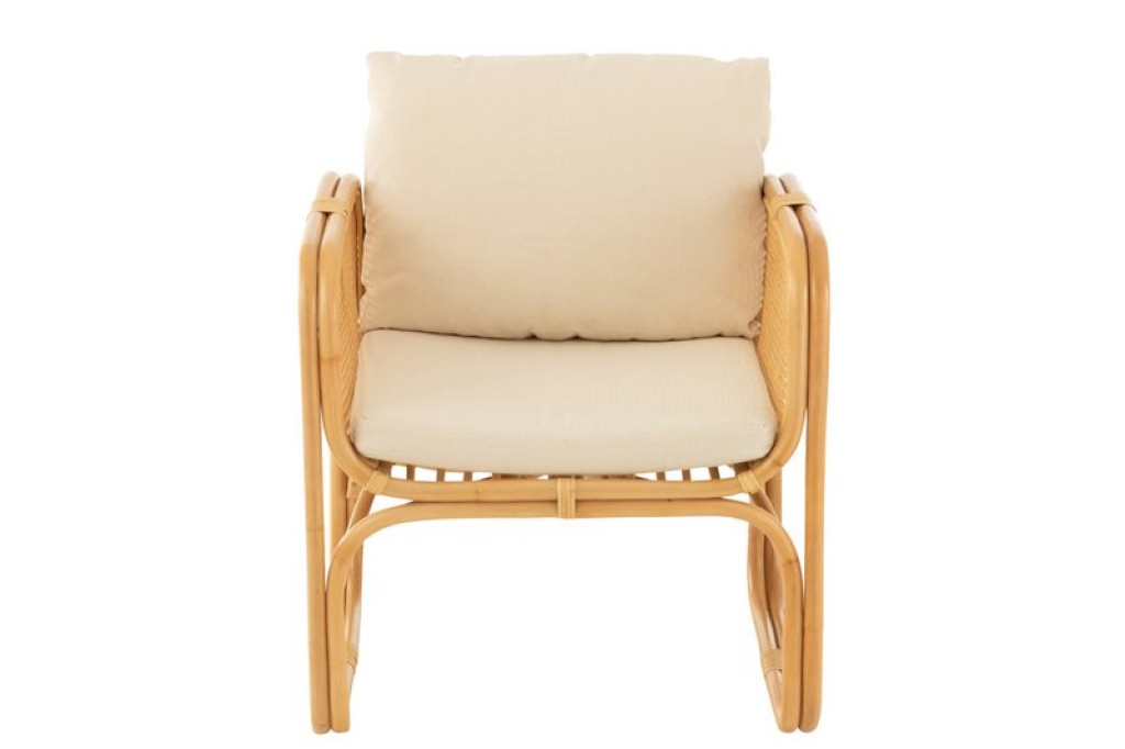 J-Line armchair + cushion - rattan/textile - natural/white