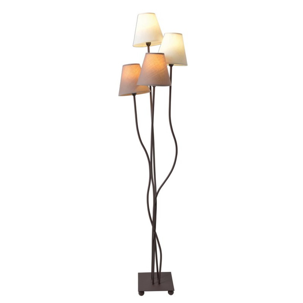Textile standing lamp 4-flame "boho", floor lamp in beige/brown, with E14 socket, for dining room, living room, hallway or office, 138 cm high