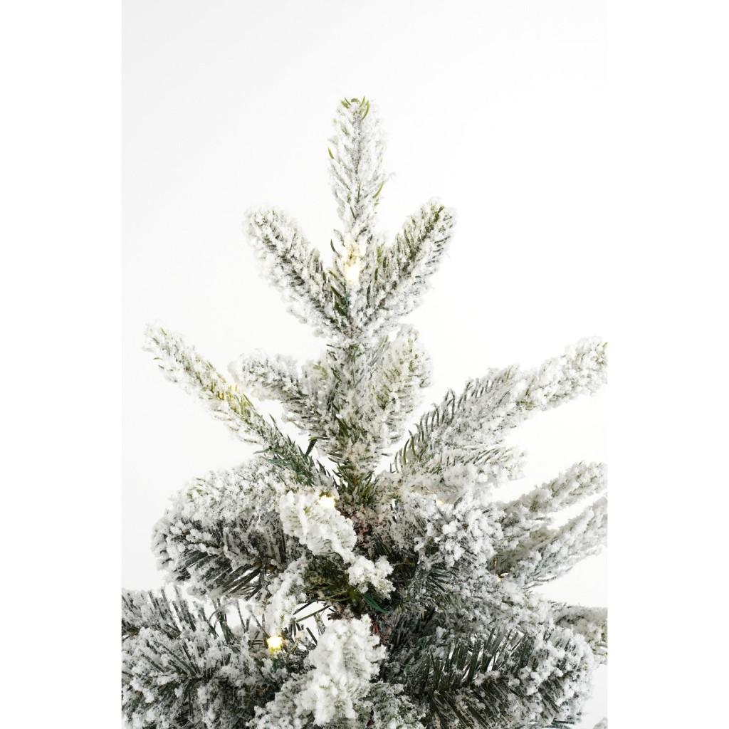 Grimshaw Kunstkerstboom in Pot met LED Verlichting en Timerfunctie - H90 x Ø61 cm - Groen, Wit