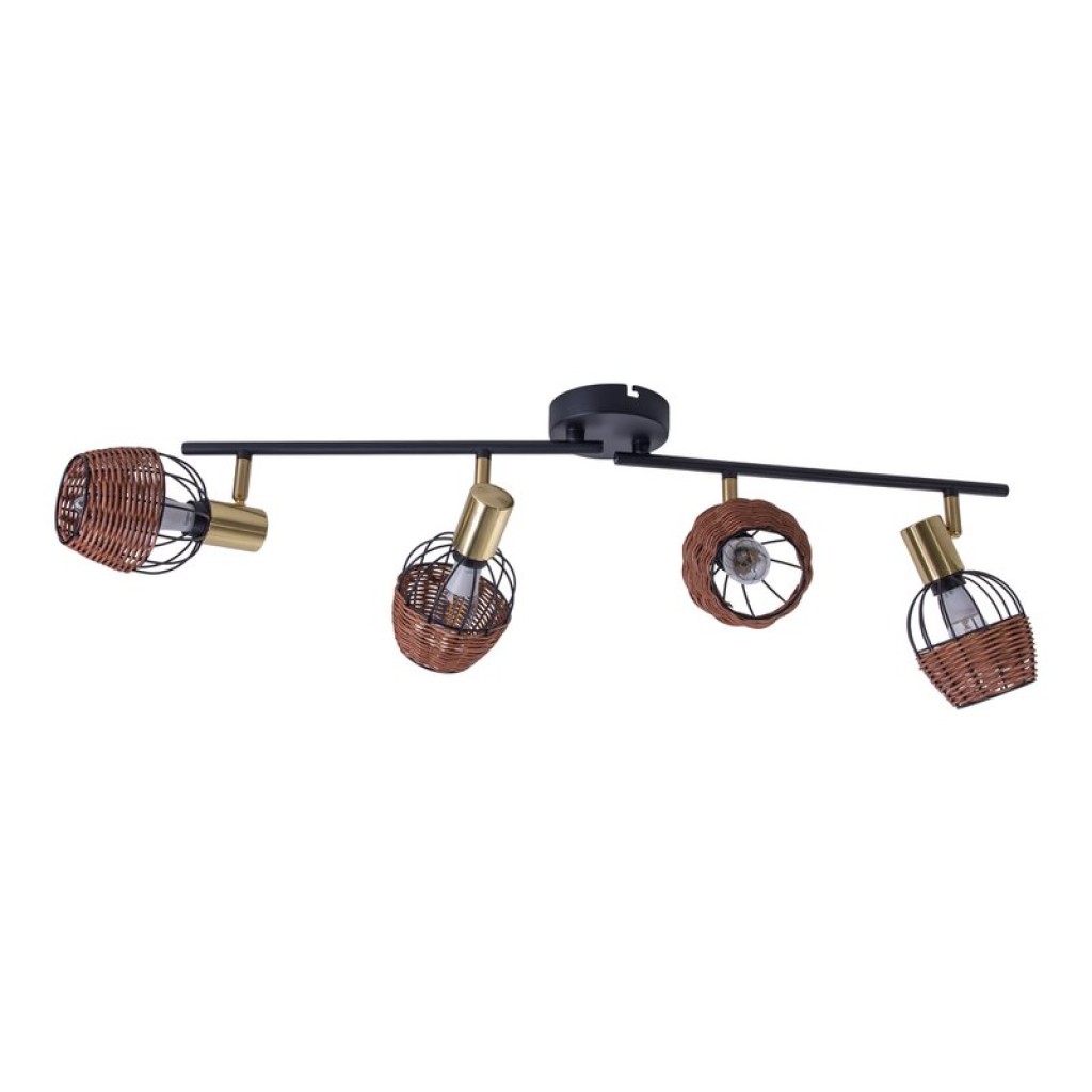 4 ceiling lamp "Corbis", metal spot in black, and gold, with E14 socket, for dining room, living room, hallway or office, ceiling lamp inside, 78 cm long