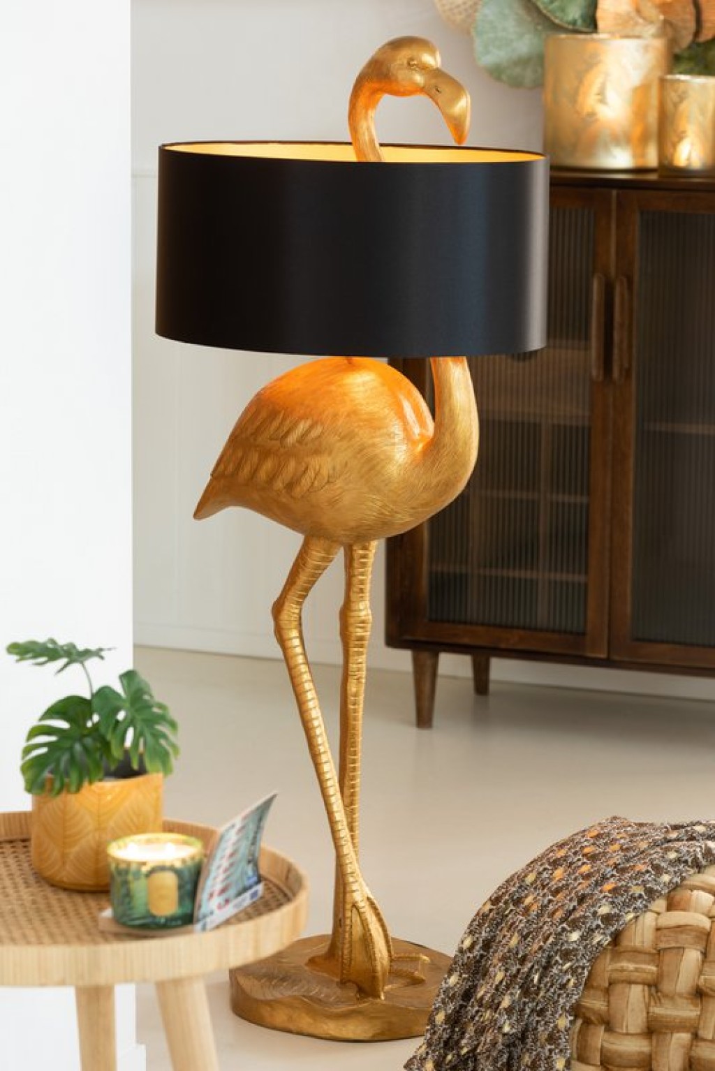 J-Line lamp Flamingo - polyresin - gold/black