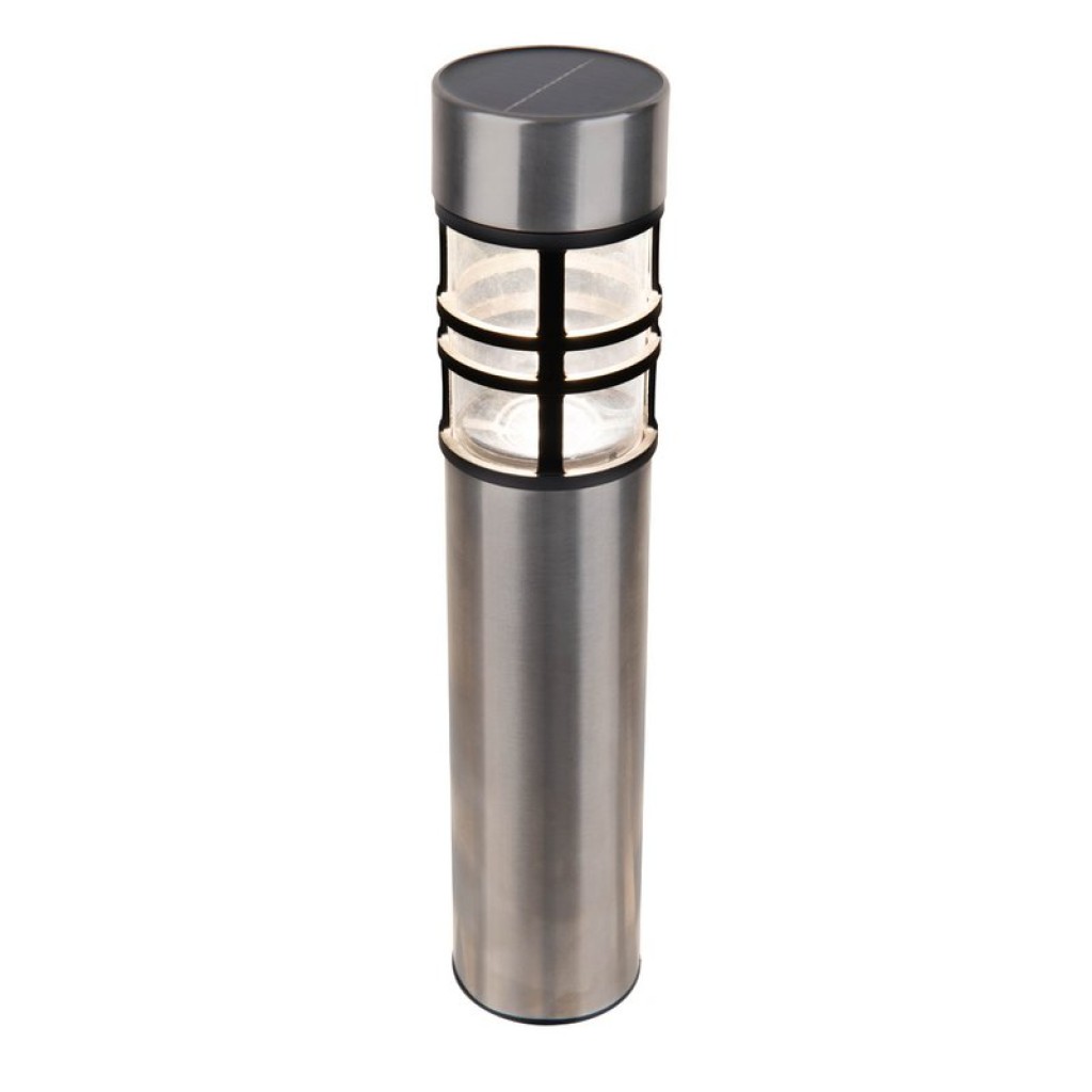 Solar decorativespieß "Bobby" in the 3 Set, Ø 6.2 cm, 42 cm high, metal in steel-blank, plastic, integrated LEDs warm white