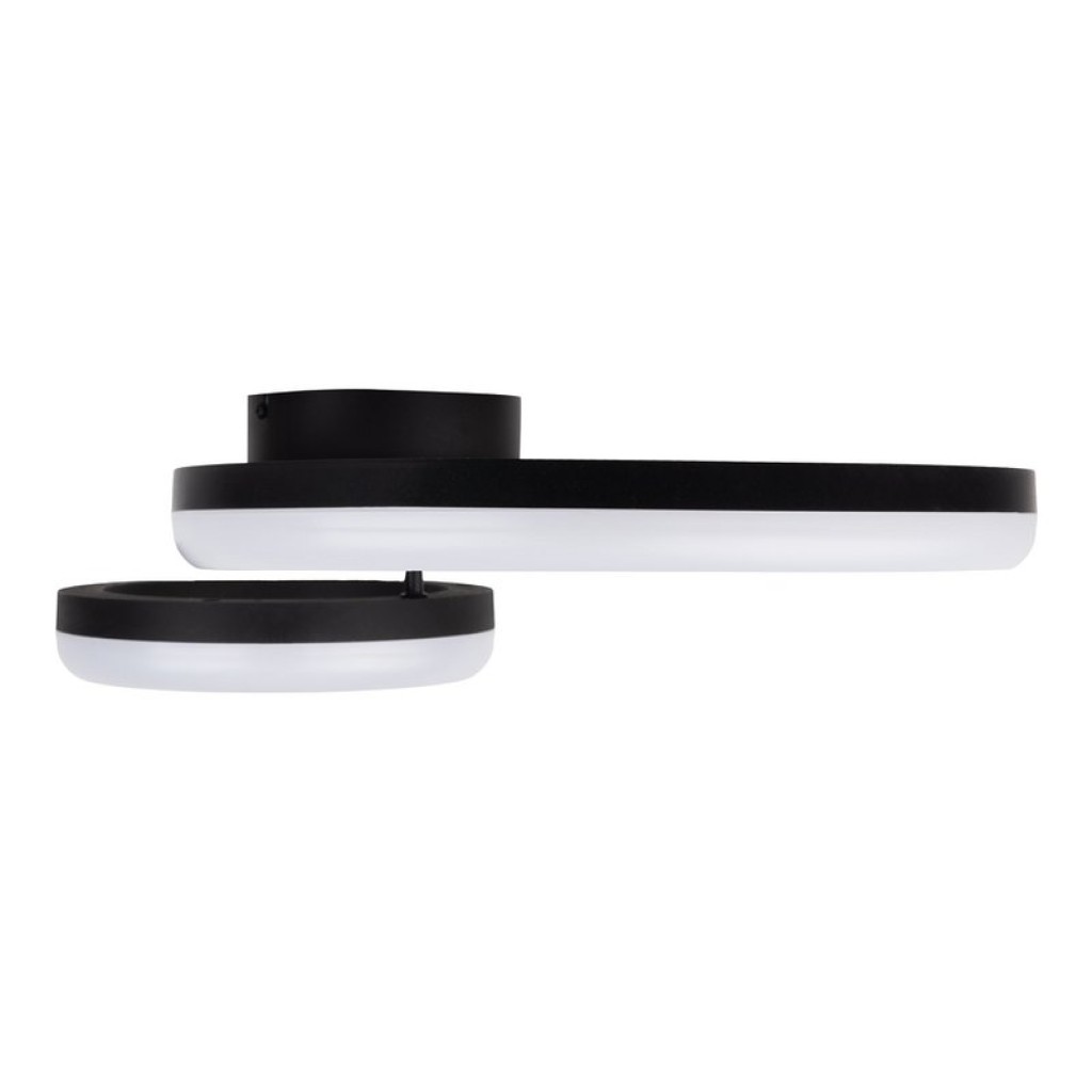 LED CCT ceiling light "Circulo" made of black metal and sand-colored plastic 53 cm long