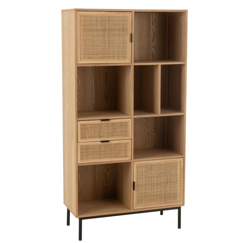 J-Line Kast Vakken Mdf/Metaal Naturel/Zwart