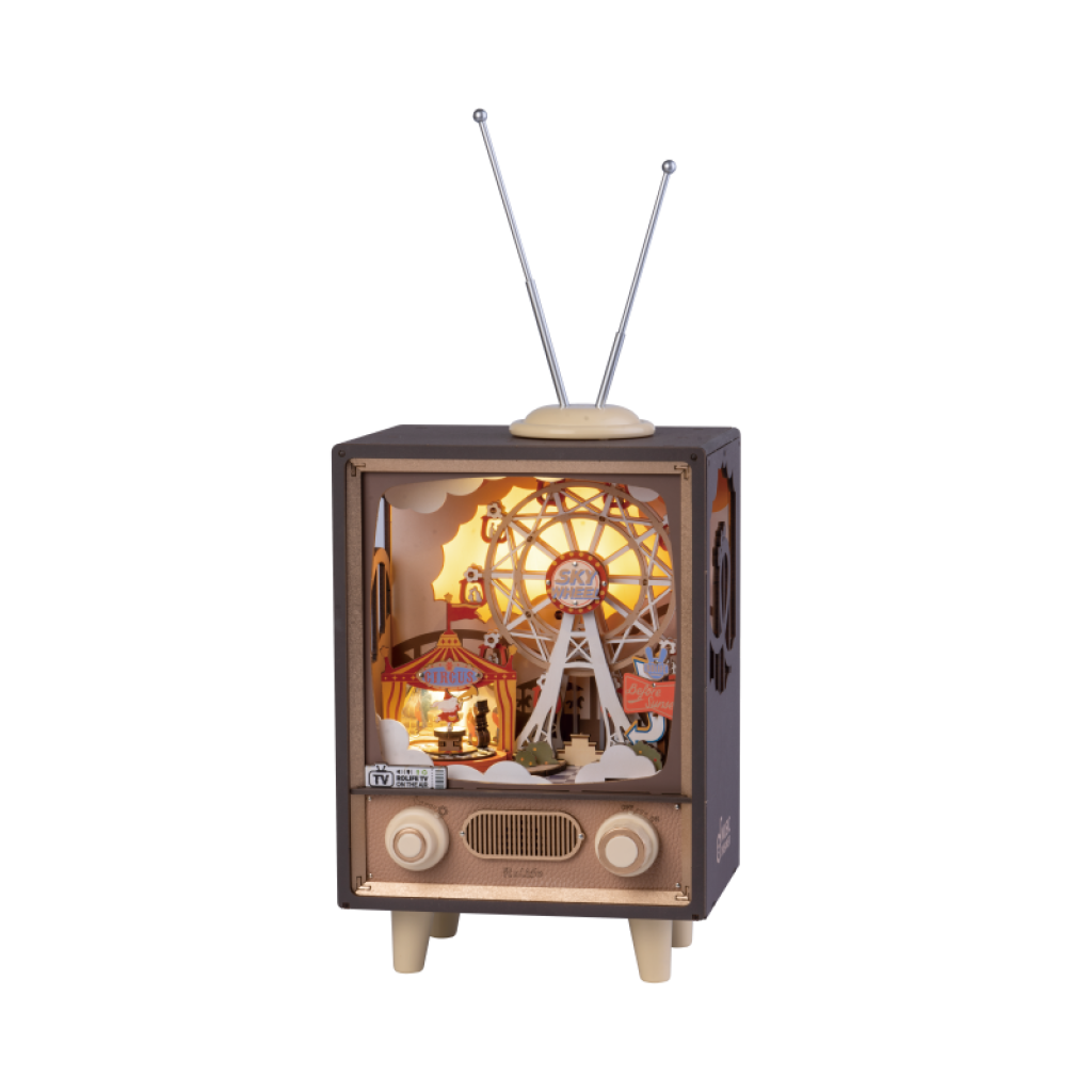 Music Box Wood DIY 3D Puzzle Sunset Carnival, Robotime, AMT01, 17.7x14.2x41.4
