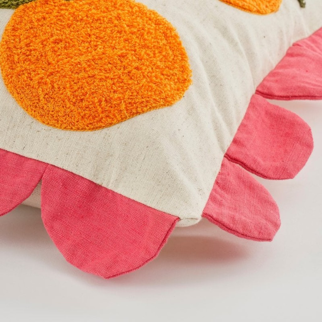 Oranges Decorative cushion - L65 x B45 x H10 cm - Cotton - Off -White, Orange, Pink