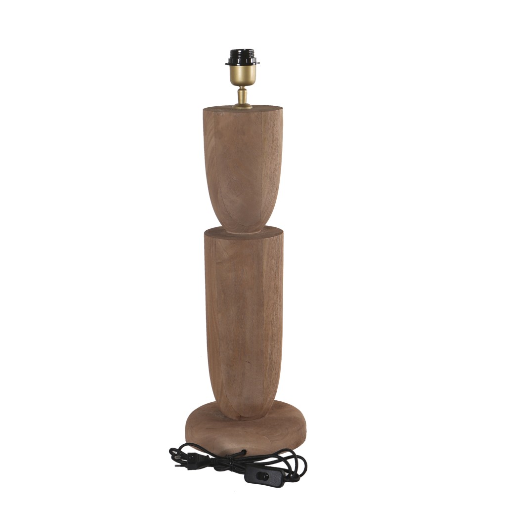 Lorinne Natural Mango Wood Table Lamp Double