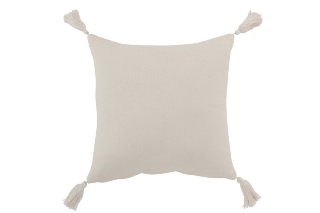 J-Line cushion Flower And Tassels - cotton - white