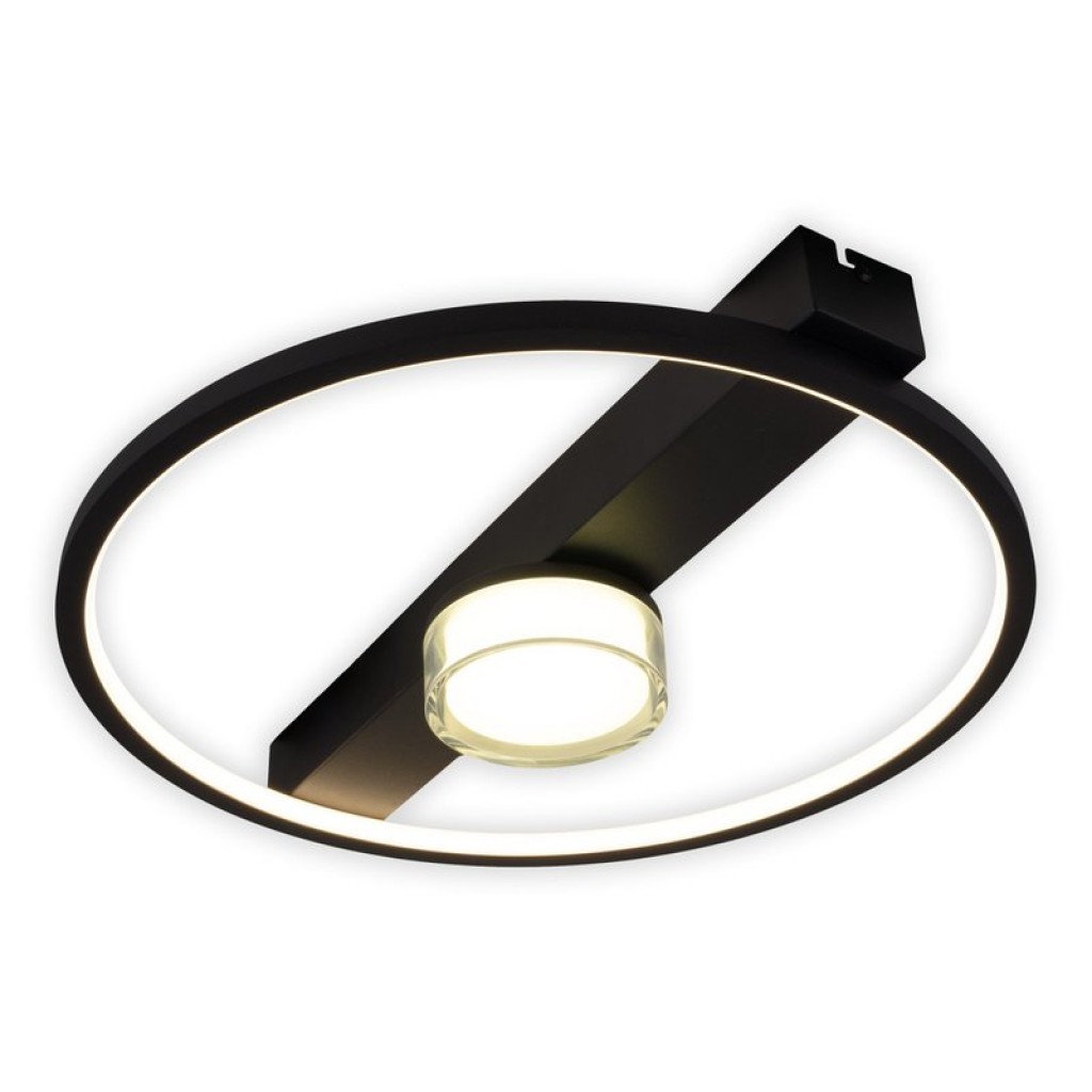 LED ceiling light "Cimo" made of black metal and plastic, 40 cm long, dimmable by wall switch