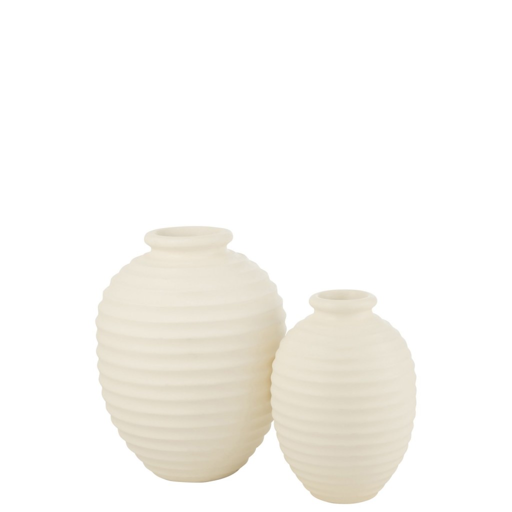 J-Line bloempot Ovaal Terracotta - keramiek - wit - large - 66 cm hoog