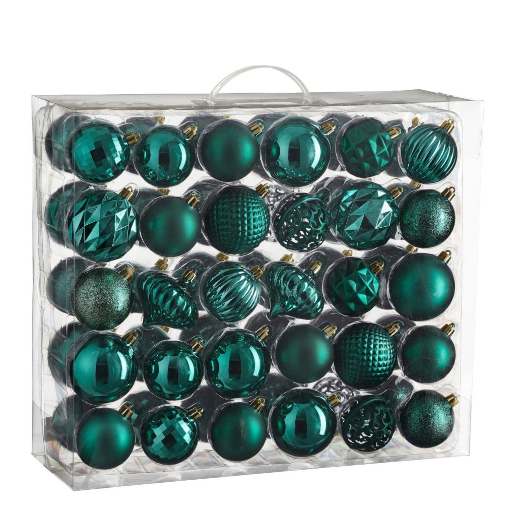 Kerstballen Set - 60 Stuks - Ø7 cm - Onbreekbaar - Petrol