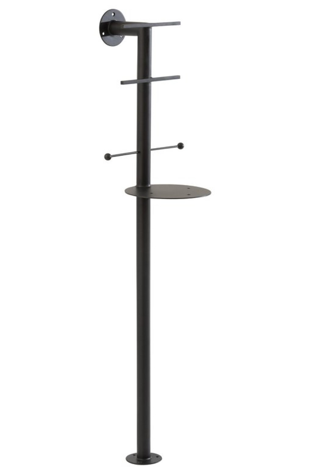 J -line mirror + wall shelf - iron/glass - white/black - 185 cm high