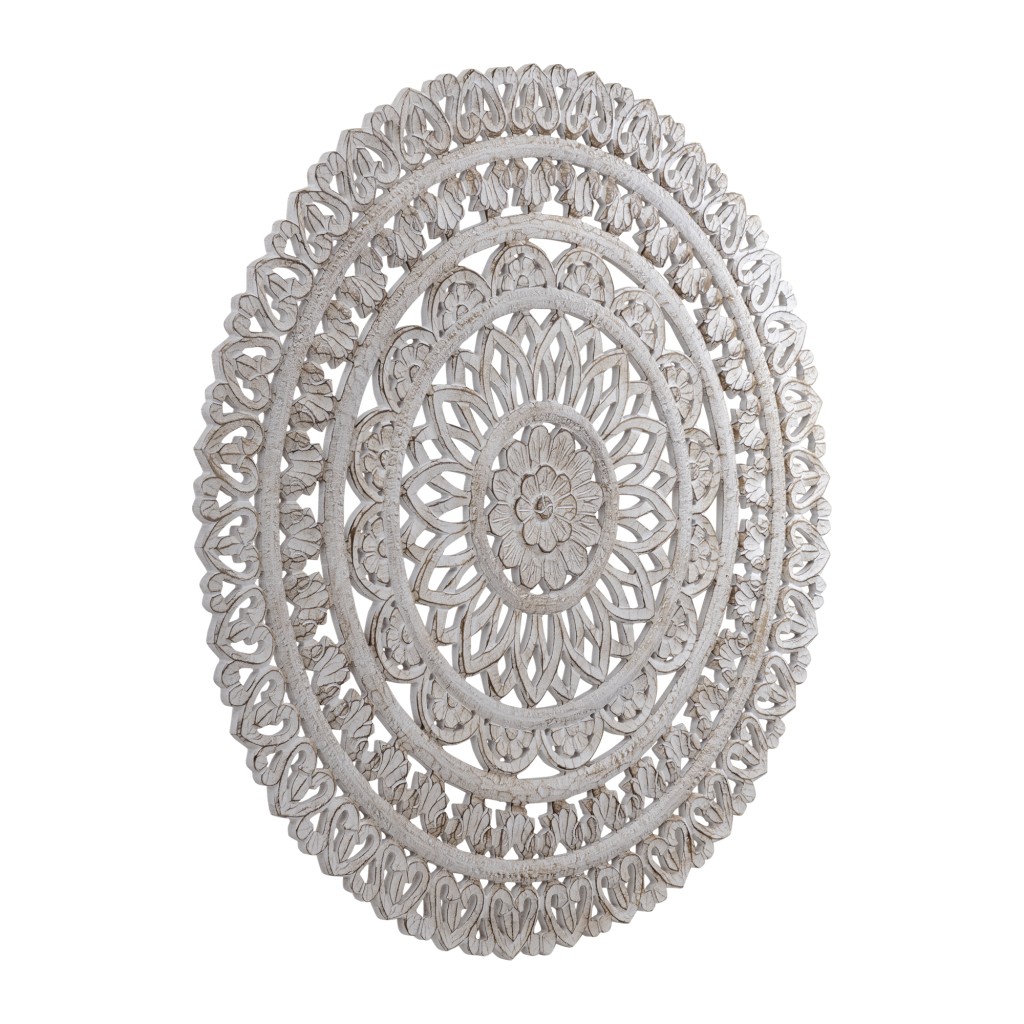 Farris Cream Round Mdf Wall Panel Carved L