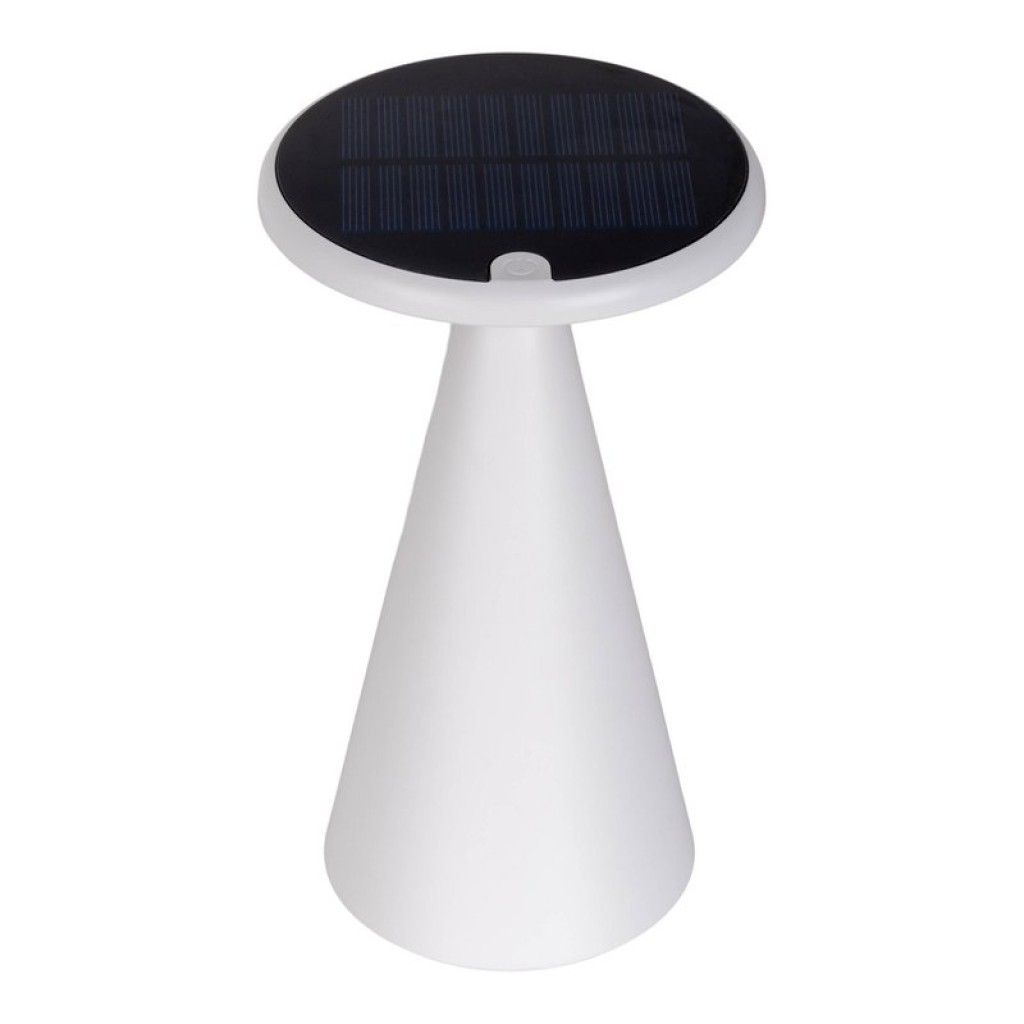 Solar battery table lamp "Palu" for outside and inside, made of plastic in white, 20 cm high