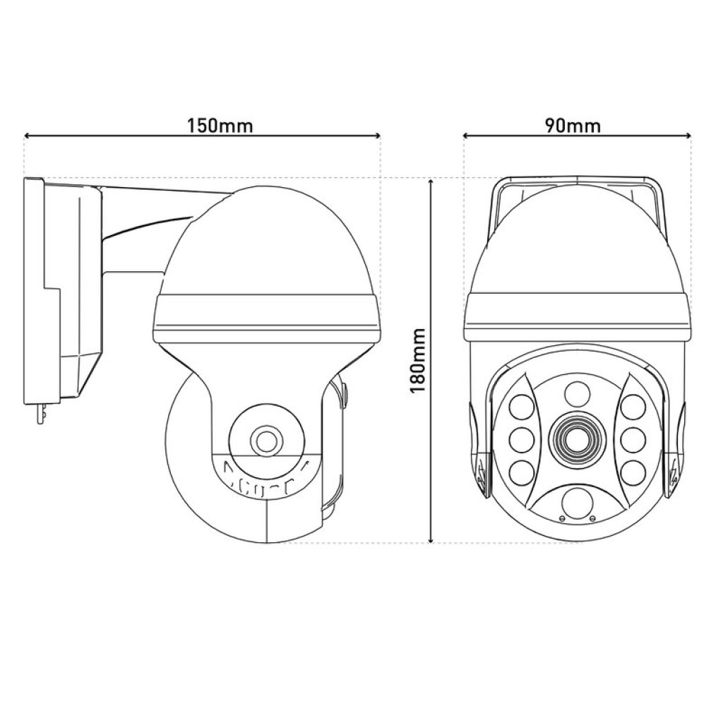 LED solar exterior wall lamp "Moho" with motion detector and security camera fold, wall light made of plastic in gray, with integrated LED