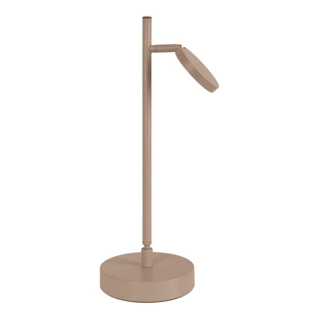 LED cordless table light "Lupa", 45 cm high, made of lacquered aluminum (Frosted almonds, pantone 481 C) and white plastic, LED integrated, dimmable, touch sensor.