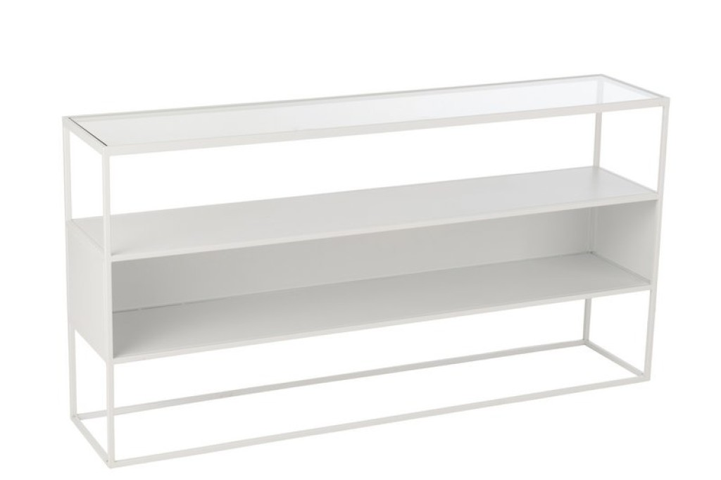 J-Line Console Square Metal/Glass White