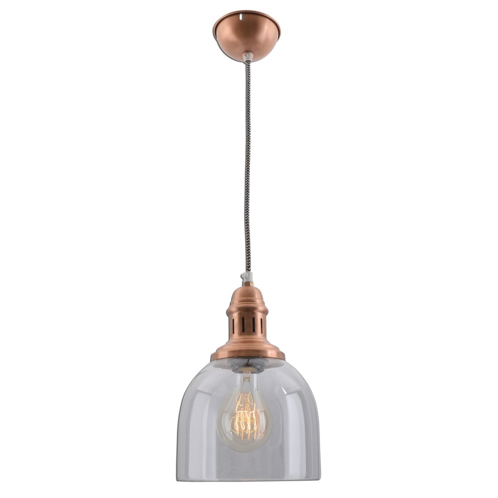 Glazen hanglamp "Mumbai", retro klassiek gemaakt van metaal en glas in koper, E27