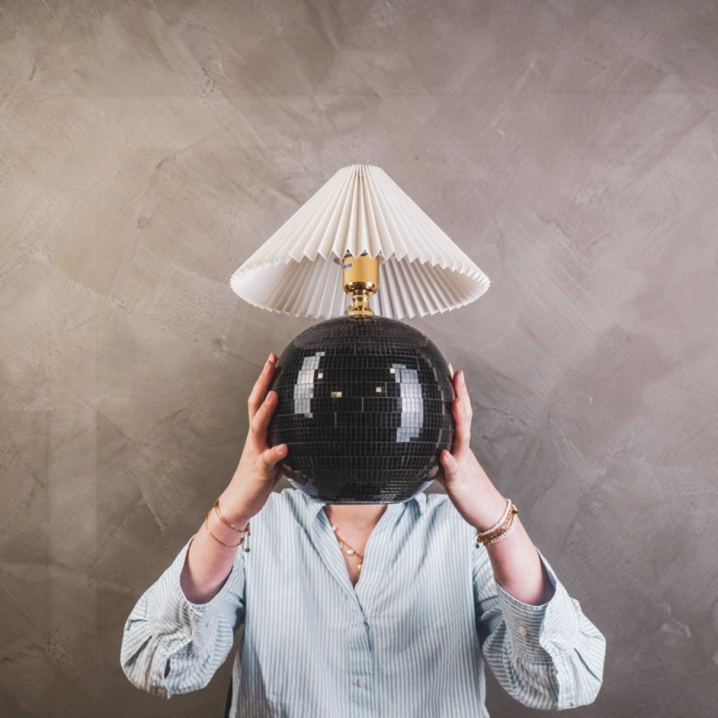 Lamp - Disco ball -Glass - Black - 20x20x20cm