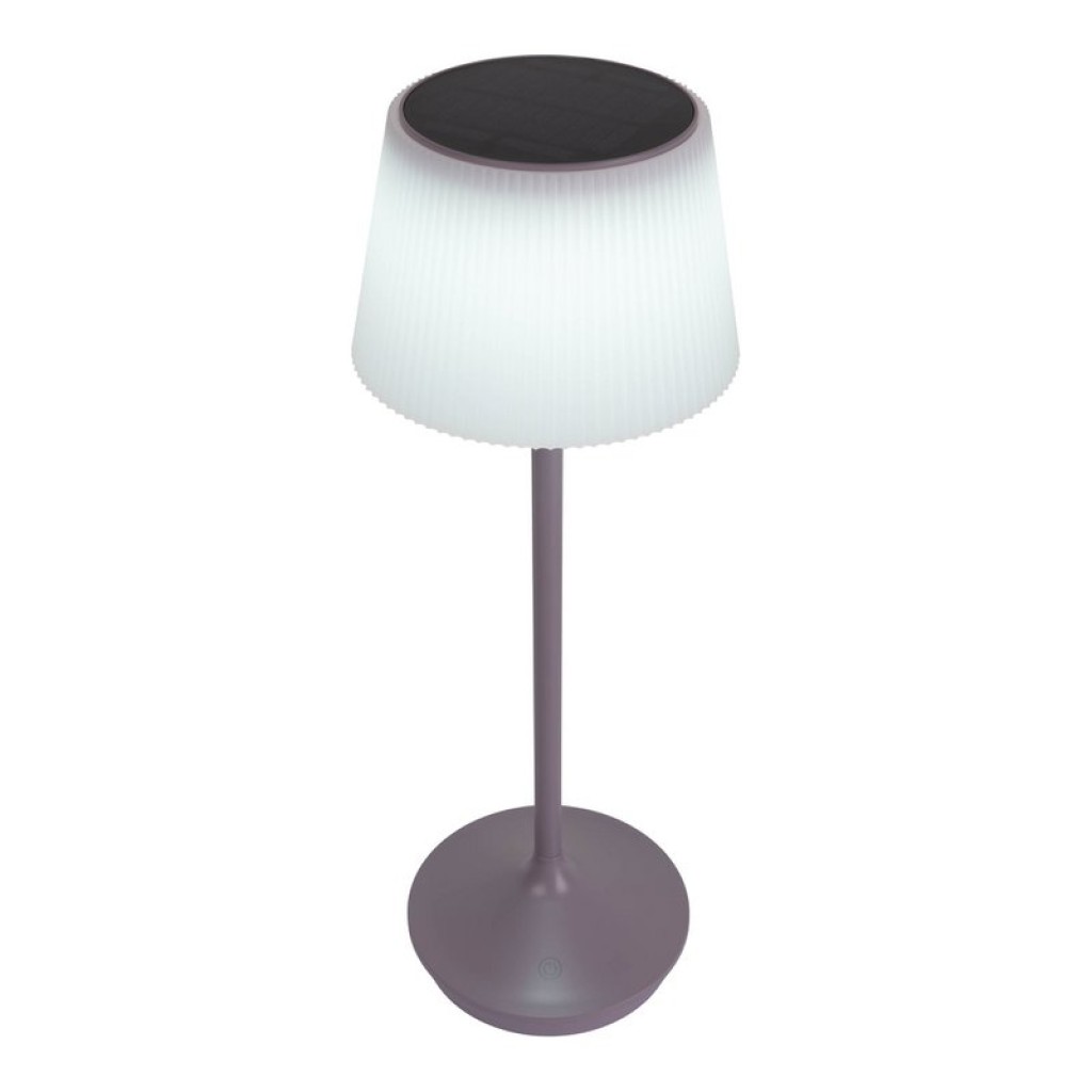 Solar battery lamp "Emmi" 38 cm high, umbrella Ø 13 cm, metal in blackberry and white plastic, for the outdoor area, dimmable CCT.