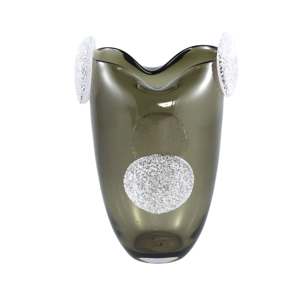 Giah Green Solid Glass Vase With Deco Rounds L